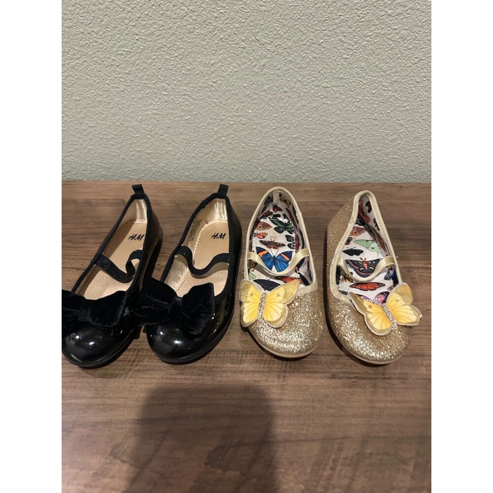 Lot of H&M Girl Flats - Gold & Black - Size 10.5 & 11